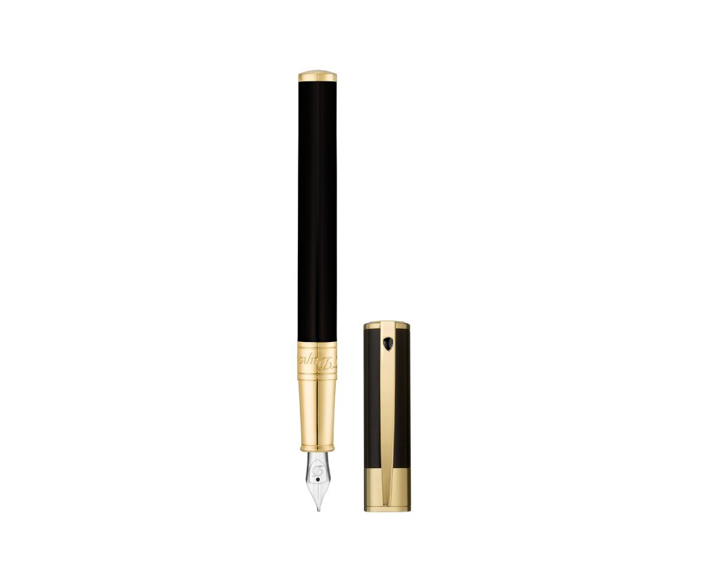 D-Initial Black &amp; Golden Chrome Fountain Pen (Black &amp; Golden Chrome Cap)